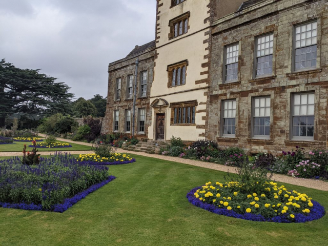 House and flower beds